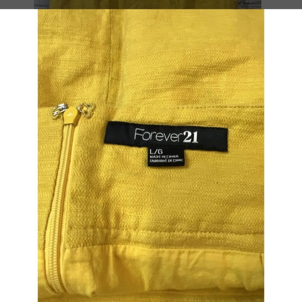 Forever 21 Yellow Linen Blend Skirt w/ Pockets Women's Large - Picture 7 of 8